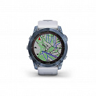 Умные часы Garmin Fenix 7X Sapphire Solar Edition, титановый синий минерал DLC, ремешок - белый