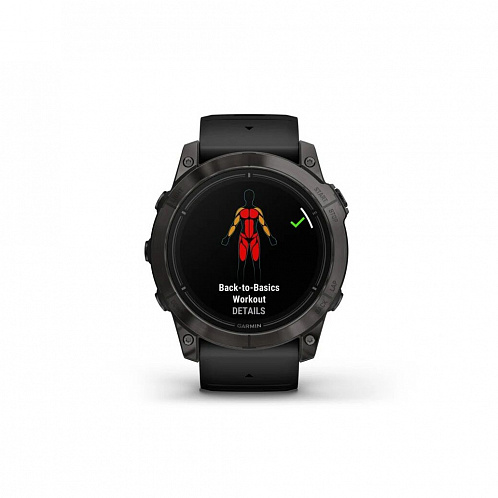 Умные часы Garmin Epix Pro (Gen2) Sapphire Edition 51 мм, титан/серый/DLC, ремешок - силикон, черный