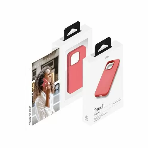 Чехол uBear Touch Mag Case для iPhone 16 Pro Max, силикон, софт-тач, коралловый