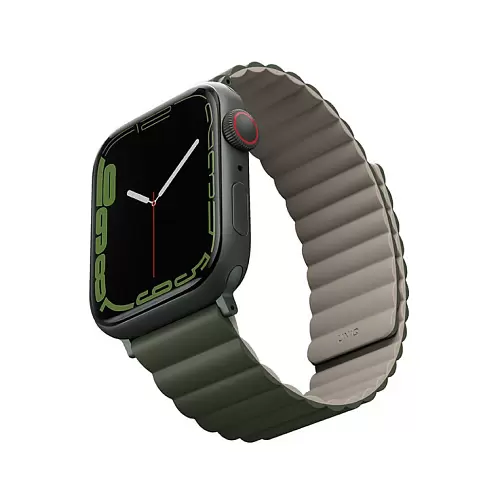 Ремешок Uniq Revix для Apple Watch 49/45/44/42 mm, двухсторонний, зеленый/серый