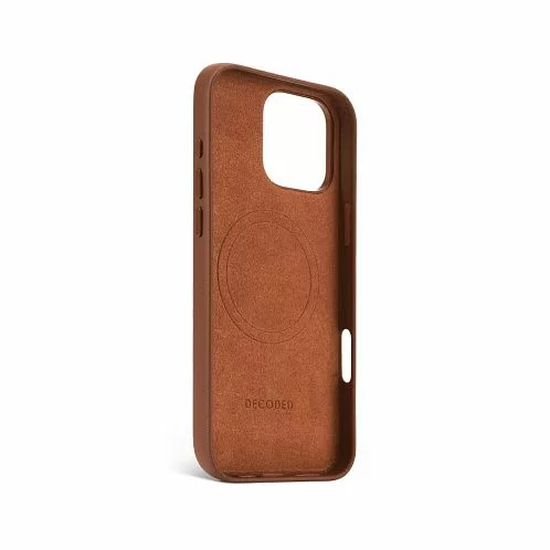 Чехол Decoded Leather Back Cover для iPhone 16 Pro Max, коричневый