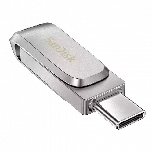 Флеш-накопитель SanDisk Ultra Dual Drive Luxe, USB/Type-C, USB 3.1, 128Гб, серебристый